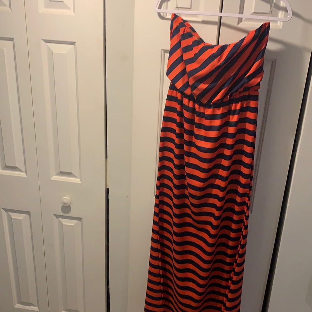 Orange and navy strip maxi